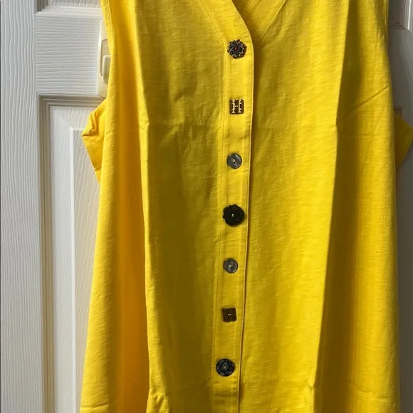 💛💛Soft Surroundings Sunny Yellow Sleeveless Button-Down Shirt💛💛 - Picture 2 of 9